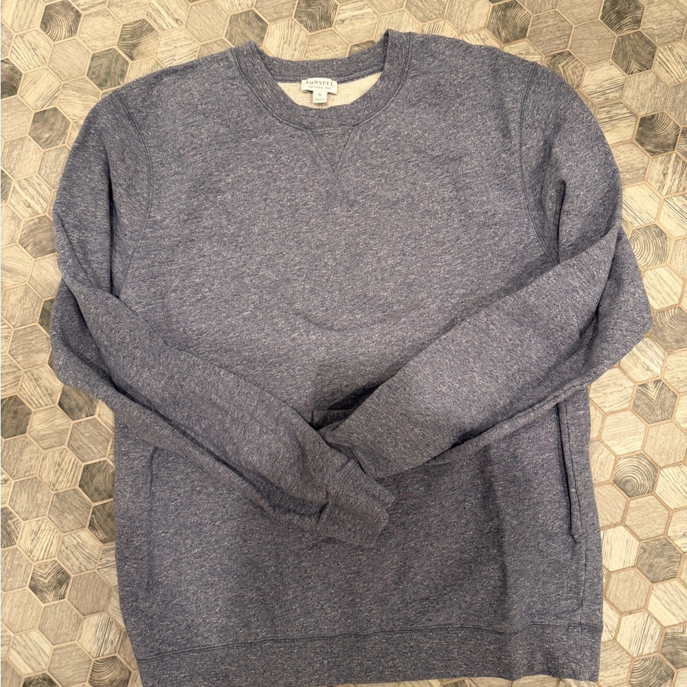 Sunspel Men's Blue Crewneck Sweater